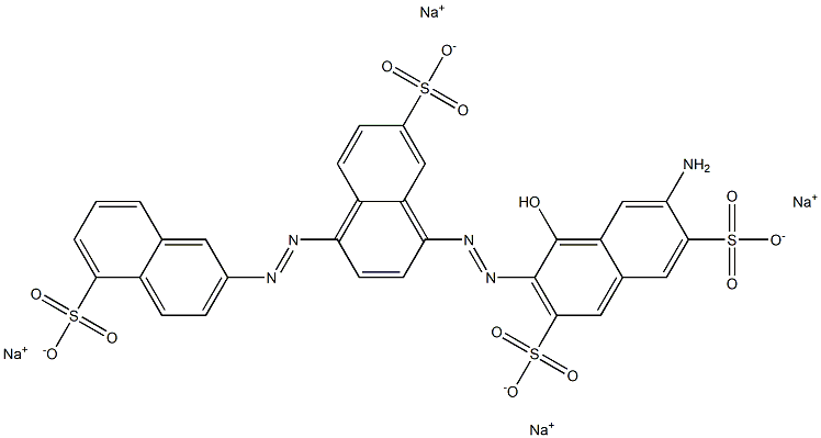 6-Amino-4-hydroxy-3-[[7-sulfo-4-[(5-sulfo-2-naphtyl)azo]-1-naphtyl]azo]naphthalene-2,7-disulfonic acid tetrasodium salt Struktur