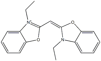 3-エチル-2-[(3-エチルベンゾオキサゾール-2(3H)-イリデン)メチル]ベンゾオキサゾール-3-イウム 化学構造式