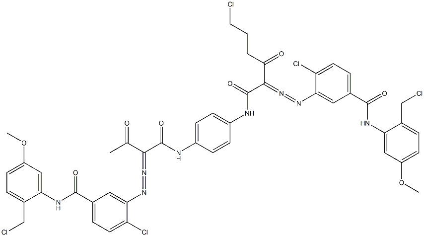 3,3'-[2-(2-Chloroethyl)-1,4-phenylenebis[iminocarbonyl(acetylmethylene)azo]]bis[N-[2-(chloromethyl)-5-methoxyphenyl]-4-chlorobenzamide] Structure