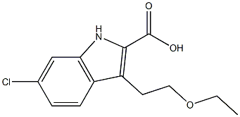 6-Chloro-3-(2-ethoxyethyl)-1H-indole-2-carboxylic acid 结构式