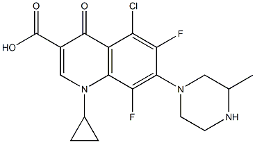 5-Chloro-1-cyclopropyl-6,8-difluoro-1,4-dihydro-7-[3-methyl-1-piperazinyl]-4-oxoquinoline-3-carboxylic acid Structure