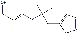 (E)-6-(1,3-シクロペンタジエニル)-2,5,5-トリメチル-2-ヘキセン-1-オール 化学構造式