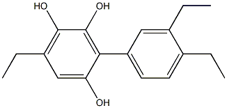 6-エチル-3-(3,4-ジエチルフェニル)ベンゼン-1,2,4-トリオール 化学構造式