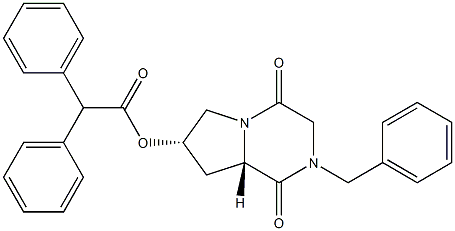 (6S,8S)-4-Benzyl-8-(diphenylacetyloxy)-1,4-diazabicyclo[4.3.0]nonane-2,5-dione Structure