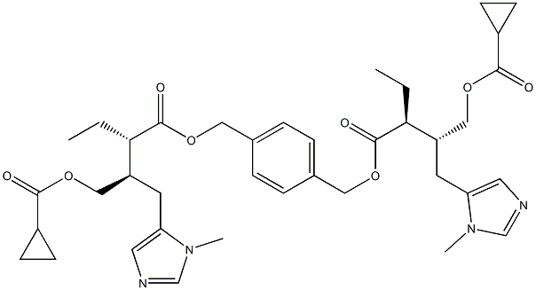 Bis[(2S,3R)-2-ethyl-3-[(1-methyl-1H-imidazol-5-yl)methyl]-4-(cyclopropylcarbonyloxy)butanoic acid][(1,4-phenylene)dimethylene] ester Structure