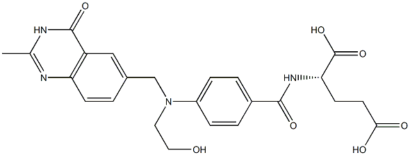 (2S)-2-[4-[N-[(3,4-ジヒドロ-2-メチル-4-オキソキナゾリン)-6-イルメチル]-N-(2-ヒドロキシエチル)アミノ]ベンゾイルアミノ]グルタル酸 化学構造式