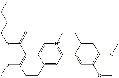 5,6-Dihydro-2,3,10-trimethoxy-9-(butoxycarbonyl)dibenzo[a,g]quinolizinium Struktur