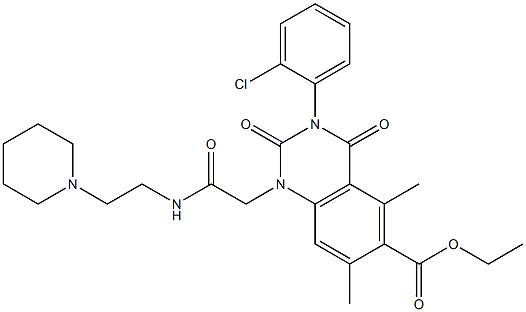 1,2,3,4-Tetrahydro-3-(2-chlorophenyl)-1-[(2-piperidinoethyl)aminocarbonylmethyl]-5,7-dimethyl-2,4-dioxoquinazoline-6-carboxylic acid ethyl ester Struktur