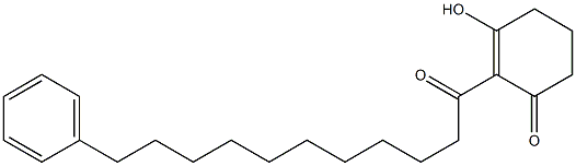 2-(11-Phenylundecanoyl)-3-hydroxy-2-cyclohexen-1-one Struktur