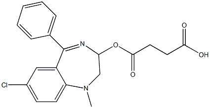 Butanedioic acid hydrogen 1-[7-chloro-2,3-dihydro-5-(phenyl)-1-methyl-1H-1,4-benzodiazepin]-3-yl ester 结构式