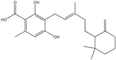2,4-Dihydroxy-3-[3-methyl-5-(6,6-dimethyl-2-methylenecyclohexyl)-2-pentenyl]-6-methylbenzoic acid Struktur