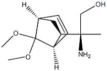 (1R,4R,5R)-5-[(S)-1-アミノ-2-ヒドロキシ-1-メチルエチル]-7,7-ジメトキシビシクロ[2.2.1]ヘプタ-2-エン 化学構造式