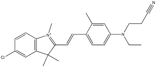 5-クロロ-2-[2-[4-[(2-シアノエチル)エチルアミノ]-2-メチルフェニル]エテニル]-1,3,3-トリメチル-3H-インドール-1-イウム 化学構造式