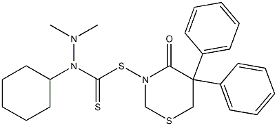 1-Cyclohexyl-2,2-dimethylhydrazine-1-carbodithioic acid (tetrahydro-5,5-diphenyl-4-oxo-4H-1,3-thiazin)-3-yl ester Structure