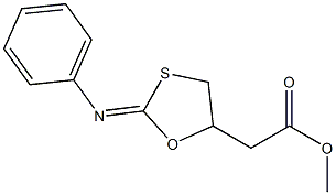 2-(フェニルイミノ)-1,3-オキサチオラン-5-酢酸メチル 化学構造式