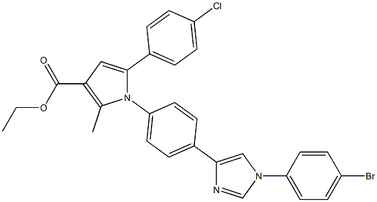 2-Methyl-5-(4-chlorophenyl)-1-[4-[1-[4-bromophenyl]-1H-imidazol-4-yl]phenyl]-1H-pyrrole-3-carboxylic acid ethyl ester Struktur