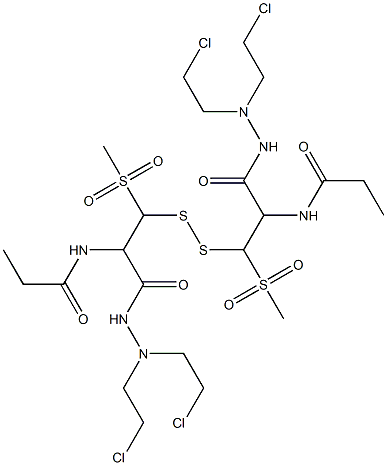 3,3'-Dithiobis[N',N'-bis(2-chloroethyl)-2-propionylamino-3-methylsulfonylpropionic acid hydrazide] 结构式