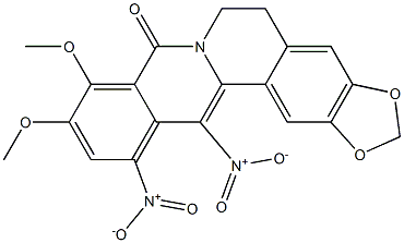 5,6-Dihydro-9,10-dimethoxy-12,13-dinitro-8H-benzo[g]-1,3-benzodioxolo[5,6-a]quinolizin-8-one Struktur