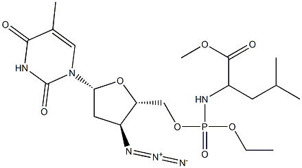 3'-Azido-3'-deoxythymidine-5'-[[[1-(2-methylpropyl)-2-methoxy-2-oxoethyl]amino]phosphonic acid ethyl] ester 结构式