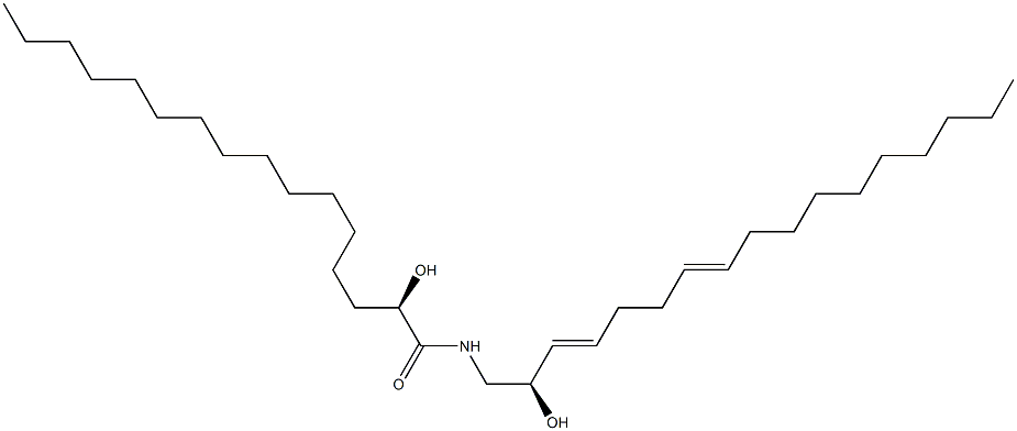 (R)-N-[(2R,3E,7E)-2-ヒドロキシ-3,7-ヘプタデカジエニル]-2-ヒドロキシヘキサデカンアミド 化学構造式