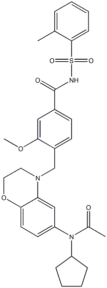 4-[6-(Cyclopentylacetylamino)-(2,3-dihydro-4H-1,4-benzoxazin)-4-ylmethyl]-3-methoxy-N-(2-methylphenylsulfonyl)benzamide