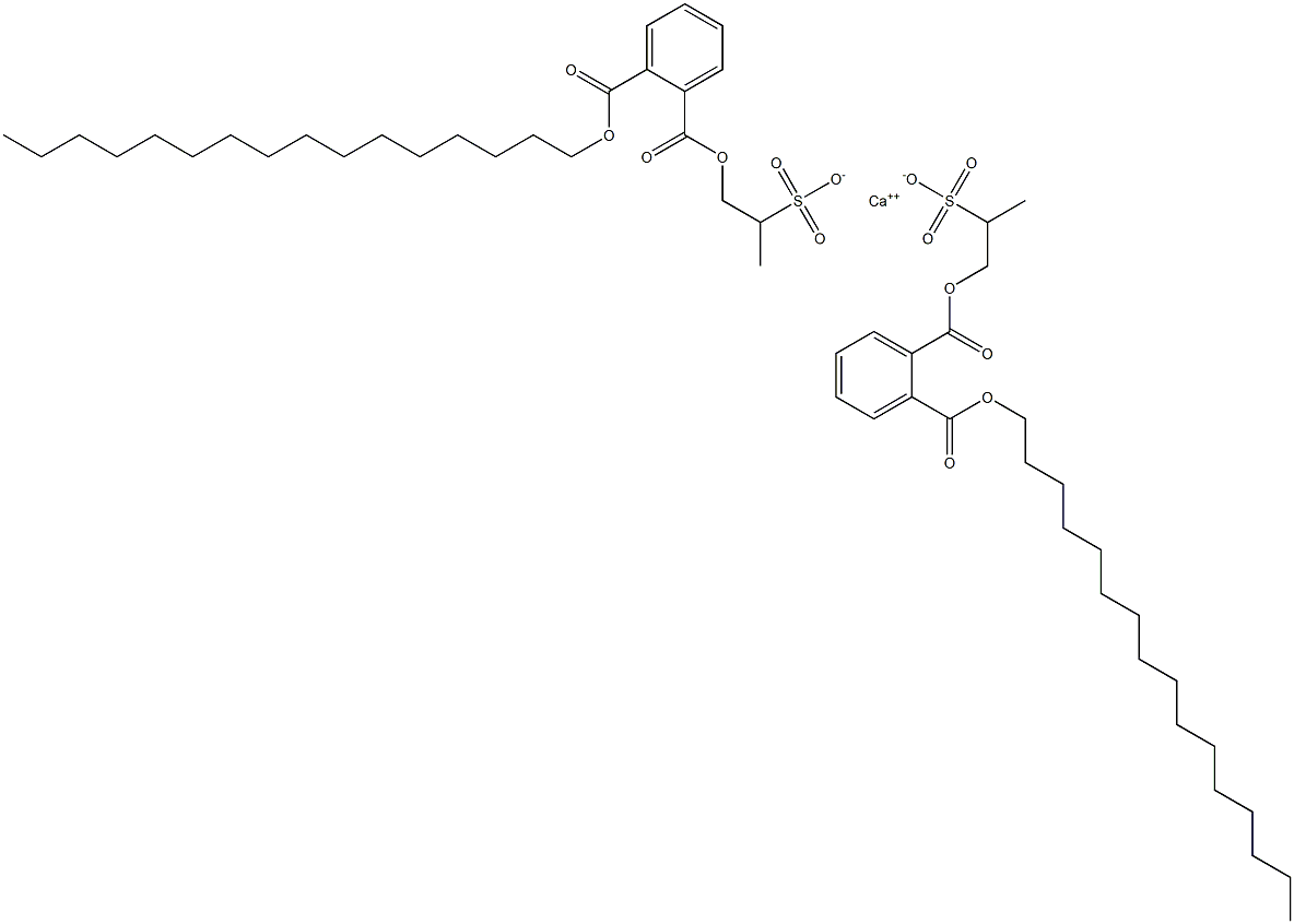 ビス[1-[(2-ヘキサデシルオキシカルボニルフェニル)カルボニルオキシ]プロパン-2-スルホン酸]カルシウム 化学構造式