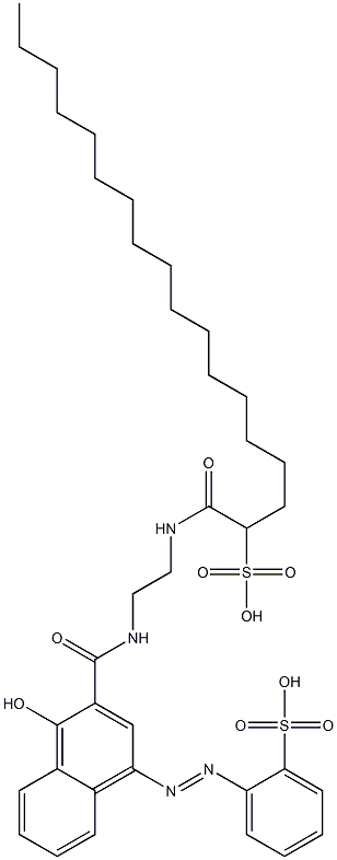 2-[4-Hydroxy-3-[[2-(2-sulfooctadecanoylamino)ethyl]carbamoyl]-1-naphtylazo]benzenesulfonic acid,,结构式