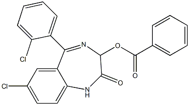 1,3-Dihydro-5-(2-chlorophenyl)-7-chloro-2-oxo-2H-1,4-benzodiazepin-3-ol benzoate Struktur