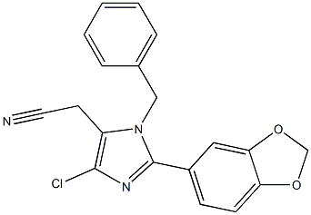 1-Benzyl-2-(3,4-methylenedioxyphenyl)-4-chloro-1H-imidazole-5-acetonitrile Struktur