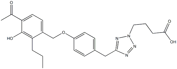 4-[5-[4-(4-Acetyl-3-hydroxy-2-propylbenzyloxy)benzyl]-2H-tetrazol-2-yl]butyric acid Structure