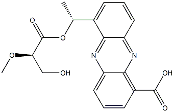 6-[(R)-1-[(R)-3-ヒドロキシ-2-メトキシ-1-オキソプロポキシ]エチル]-1-フェナジンカルボン酸 化学構造式