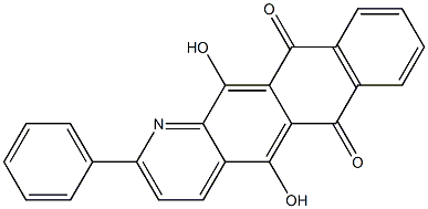 2-フェニル-5,12-ジヒドロキシナフト[2,3-g]キノリン-6,11-ジオン 化学構造式