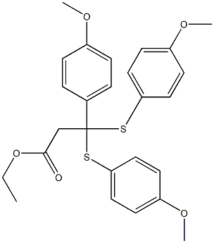 3-(4-Methoxyphenyl)-3,3-bis(4-methoxyphenylthio)propionic acid ethyl ester Structure