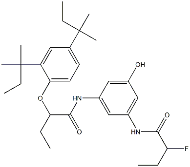 3-(2-Fluorobutyrylamino)-5-[2-(2,4-di-tert-amylphenoxy)butyrylamino]phenol,,结构式