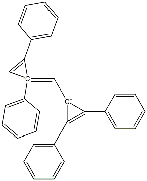 1,2-Diphenyl-3-[(2,3-diphenylcyclopropenylidene)methyl]cyclopropenylium Structure