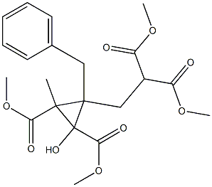2-[[1-Benzyl-2-hydroxy-2-bis(methoxycarbonyl)methylcyclopropyl]methyl]propanedioic acid dimethyl ester Struktur