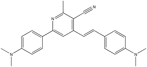 2-Methyl-4-[2-(4-dimethylaminophenyl)ethenyl]-6-(4-dimethylaminophenyl)pyridine-3-carbonitrile Struktur