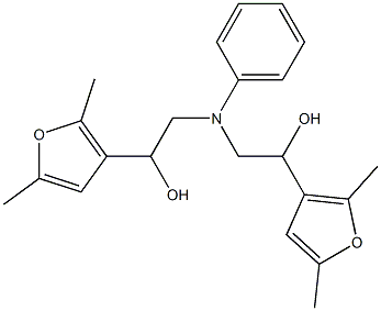 1-(2,5-DIMETHYL-FURAN-3-YL)-2-([2-(2,5-DIMETHYL-FURAN-3-YL)-2-HYDROXY-ETHYL]-PHENYL-AMINO)-ETHANOL,,结构式