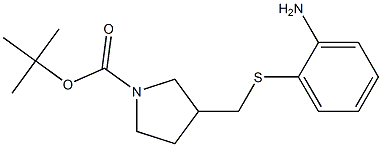 3-(2-Amino-phenylsulfanylmethyl)-pyrrolidine-1-carboxylic acid tert-butyl ester,,结构式