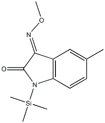 1H-Indole-2,3-dione, 5-methyl-1-(trimethylsilyl)-, 3-(O-methyloxime) 化学構造式