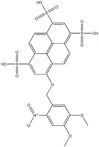 8-((4,5-dimethoxy-2-nitrobenzyl)oxy)pyrene-1,3,6-trisulfonic acid 结构式