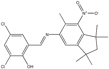 2,4-dichloro-6-{[(1,1,3,3,6-pentamethyl-7-nitro-2,3-dihydro-1H-inden-5-yl)i mino]methyl}phenol