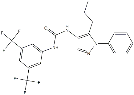 N-[3,5-di(trifluoromethyl)phenyl]-N'-(1-phenyl-5-propyl-1H-pyrazol-4-yl)urea Structure