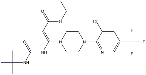 ethyl 3-{[(tert-butylamino)carbonyl]amino}-3-{4-[3-chloro-5-(trifluoromethyl)-2-pyridinyl]piperazino}acrylate,,结构式