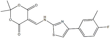 5-({[4-(4-fluoro-3-methylphenyl)-1,3-thiazol-2-yl]amino}methylene)-2,2-dimethyl-1,3-dioxane-4,6-dione 化学構造式