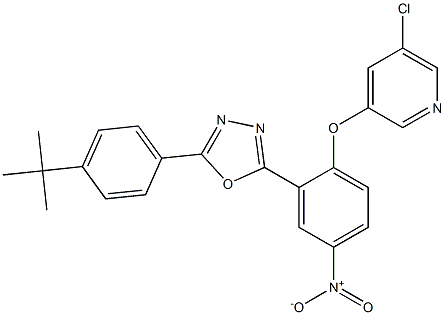  2-[4-(tert-butyl)phenyl]-5-{2-[(5-chloro-3-pyridyl)oxy]-5-nitrophenyl}-1,3,4-oxadiazole