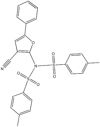 N-(3-cyano-5-phenyl-2-furyl)-4-methyl-N-[(4-methylphenyl)sulfonyl]benzenesulfonamide 结构式