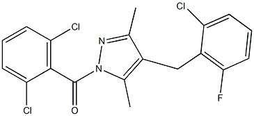 [4-(2-chloro-6-fluorobenzyl)-3,5-dimethyl-1H-pyrazol-1-yl](2,6-dichlorophenyl)methanone,,结构式