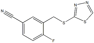 4-fluoro-3-[(1,3,4-thiadiazol-2-ylsulfanyl)methyl]benzonitrile Struktur