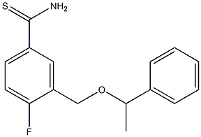 4-fluoro-3-[(1-phenylethoxy)methyl]benzenecarbothioamide Struktur